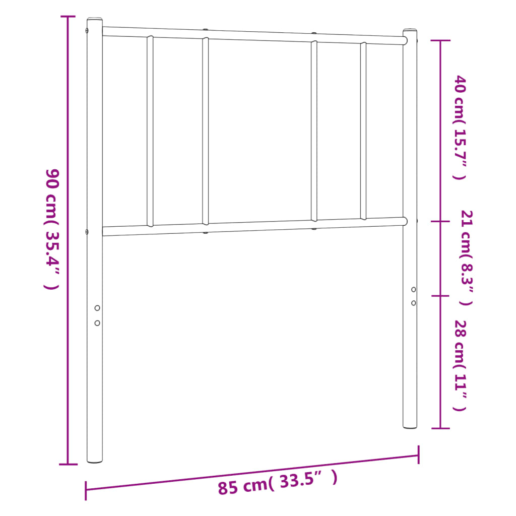 Testiera in Metallo Nero 80 cm - homemem39