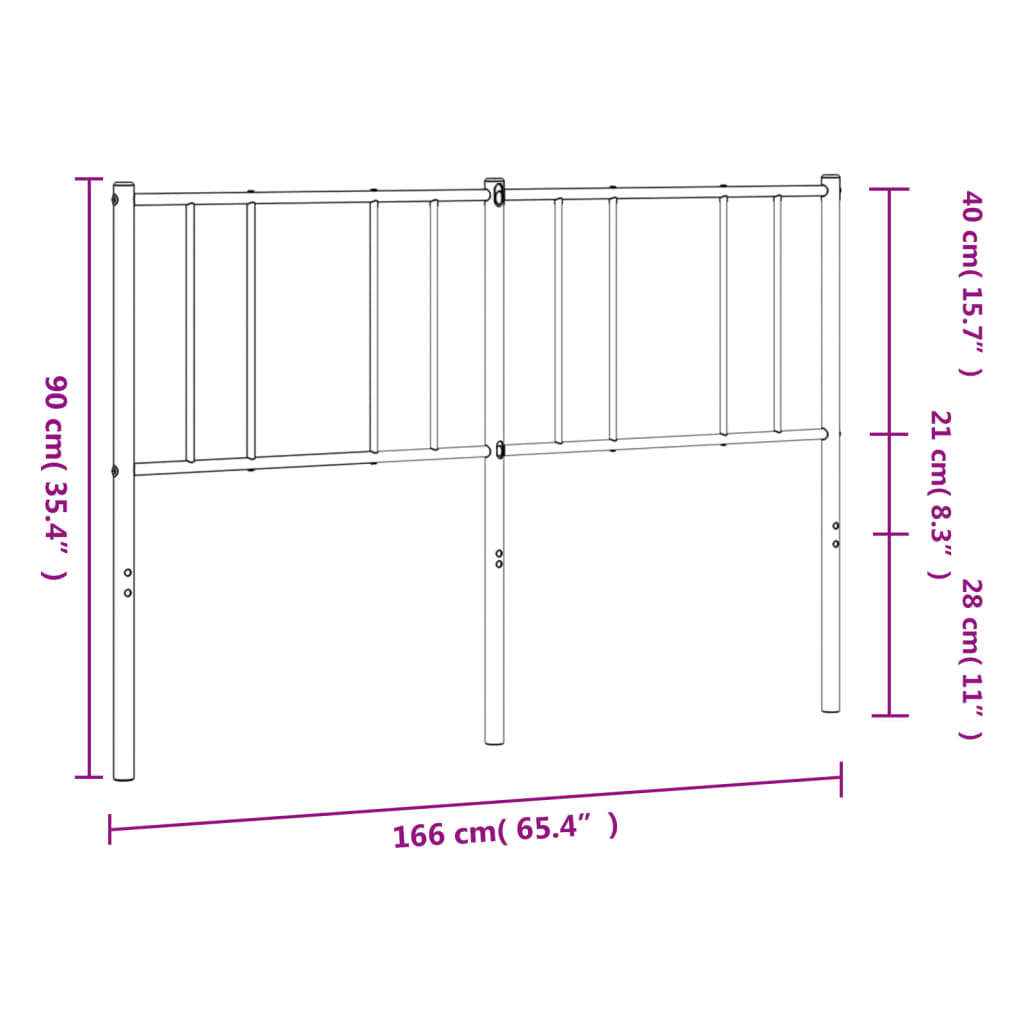 Testiera in Metallo Nero 160 cm - homemem39