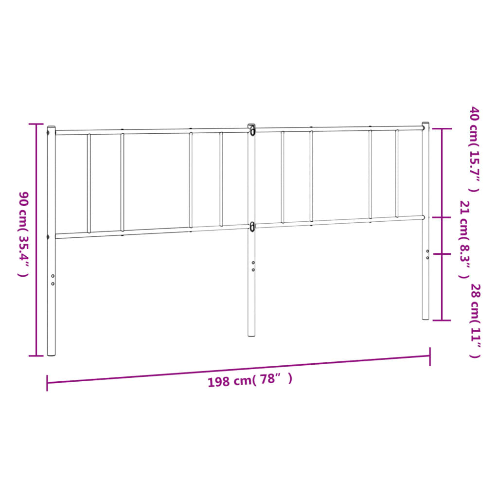 Testiera in Metallo Nero 193 cm - homemem39