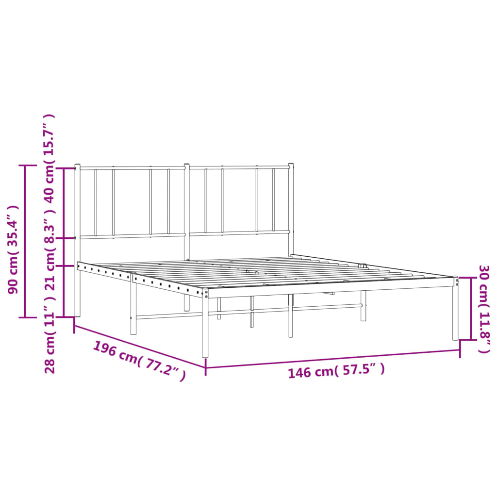 Giroletto con Testiera Metallo Bianco 140x190 cm - homemem39