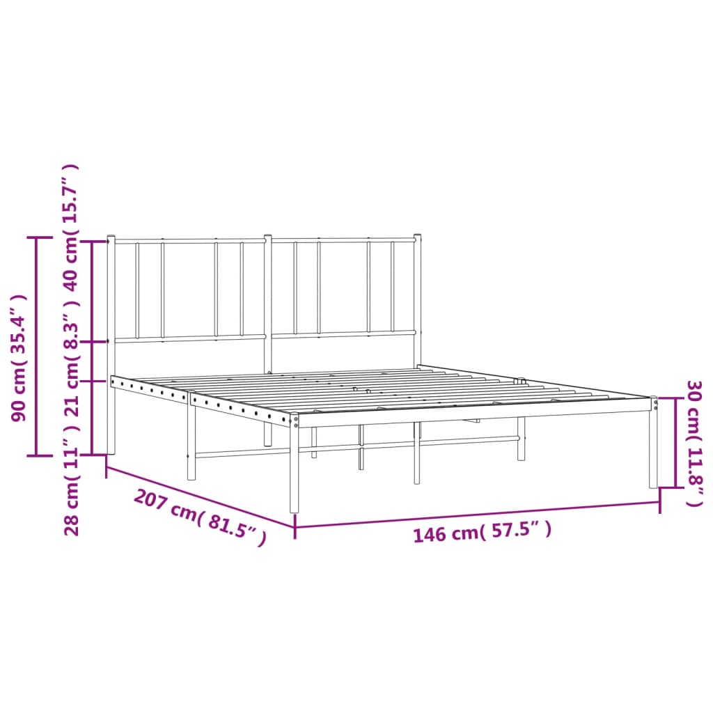 Giroletto con Testiera Metallo Bianco 140x200 cm - homemem39