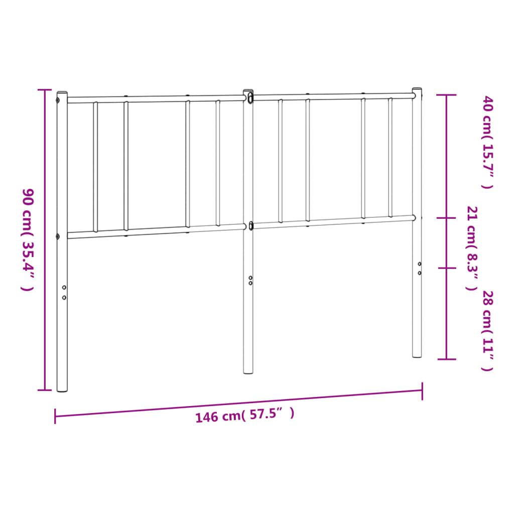 Testiera in Metallo Bianco 140 cm - homemem39