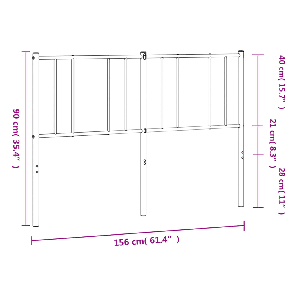 Testiera in Metallo Bianco 150 cm - homemem39