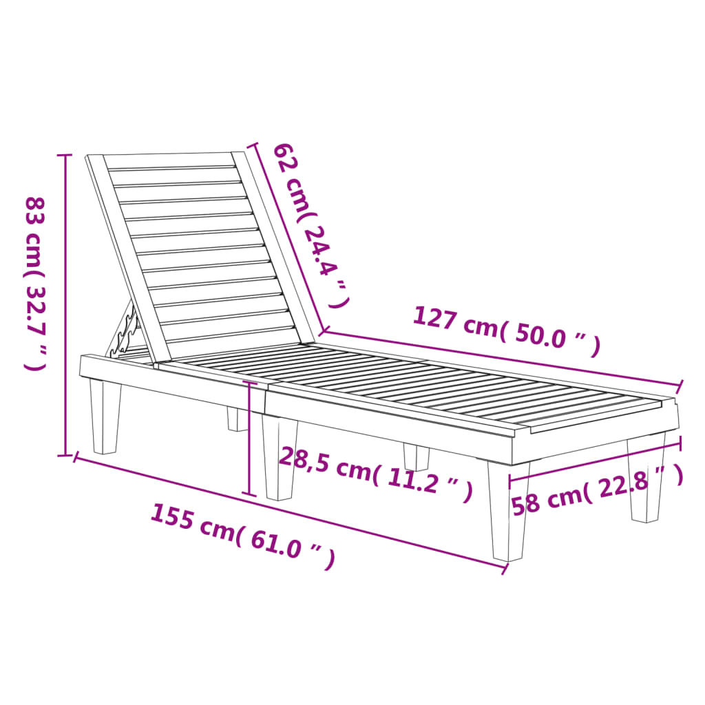 Lettini Prendisole 2pz Neri 155x58x83 cm in Polipropilene - homemem39