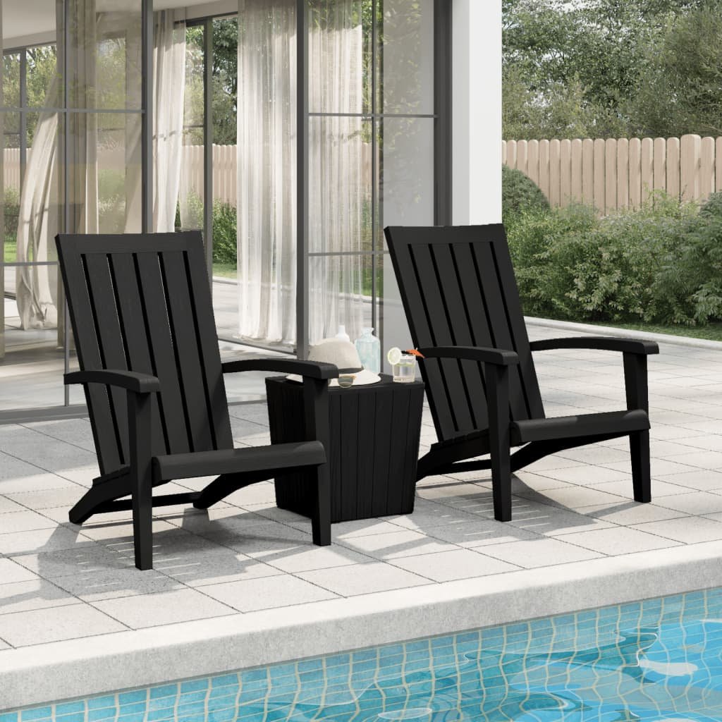 Sedie Adirondack da Giardino 2 pz in Polipropilene Nero - homemem39