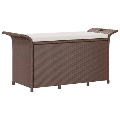 Panca da Giardino con Cuscino Marrone 116x46x57cm in Polyrattan - homemem39