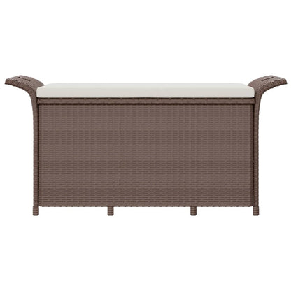 Panca da Giardino con Cuscino Marrone 116x46x57cm in Polyrattan - homemem39