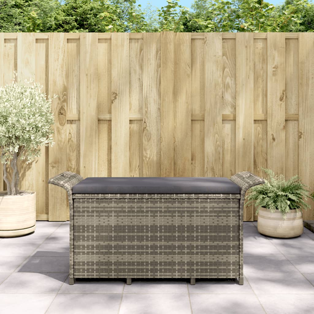 Panca da Giardino con Cuscino Grigio 116x46x57 cm in Polyrattan - homemem39