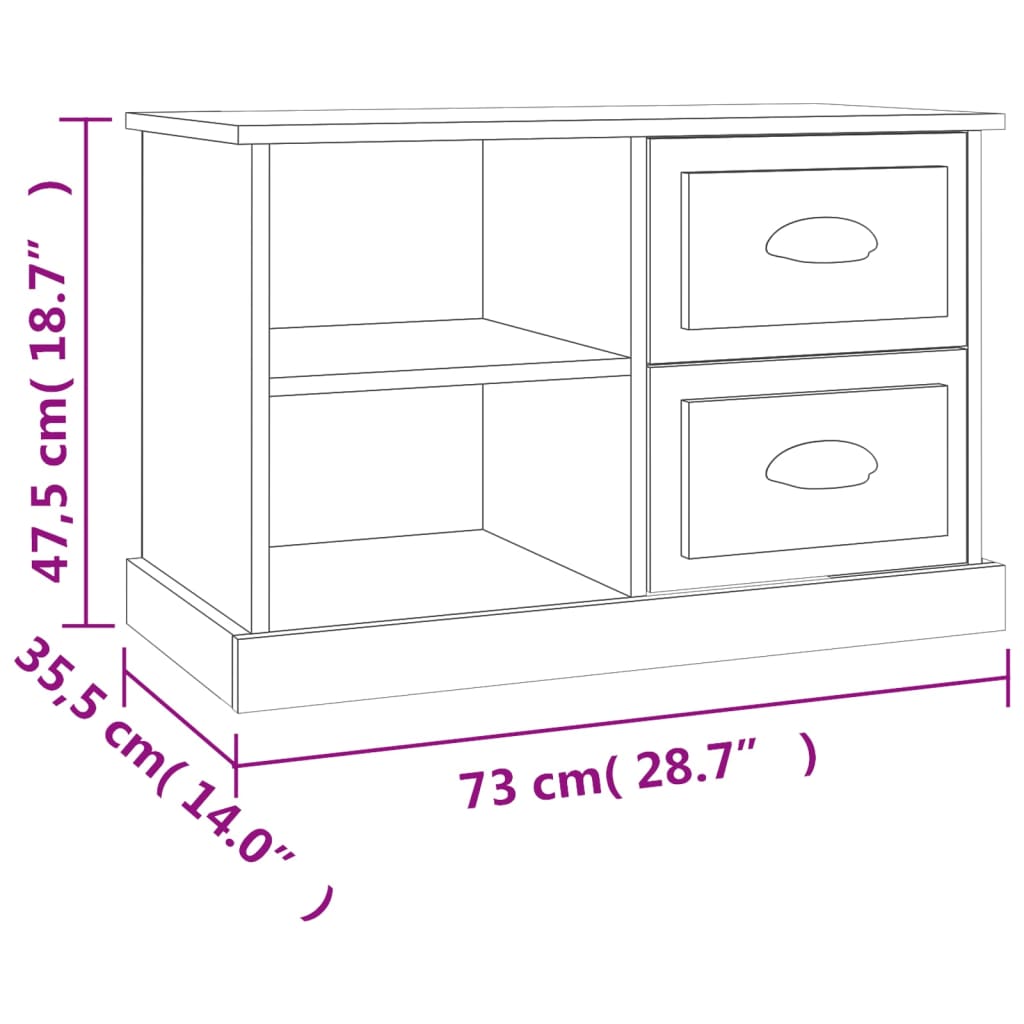 Mobile Porta TV Bianco 73x35,5x47,5 cm in Legno Multistrato - homemem39