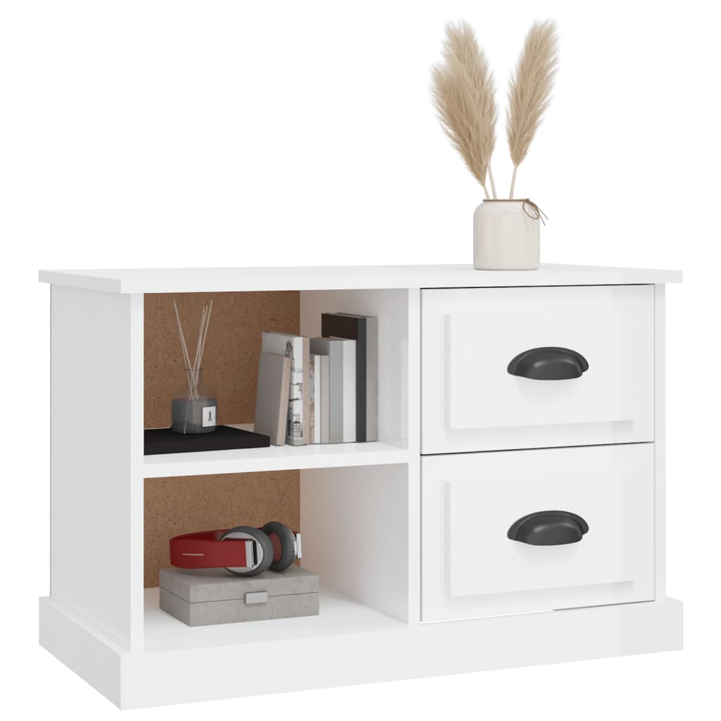 Mobile Porta TV Bianco Lucido 73x35,5x47,5 cm Legno Multistrato - homemem39