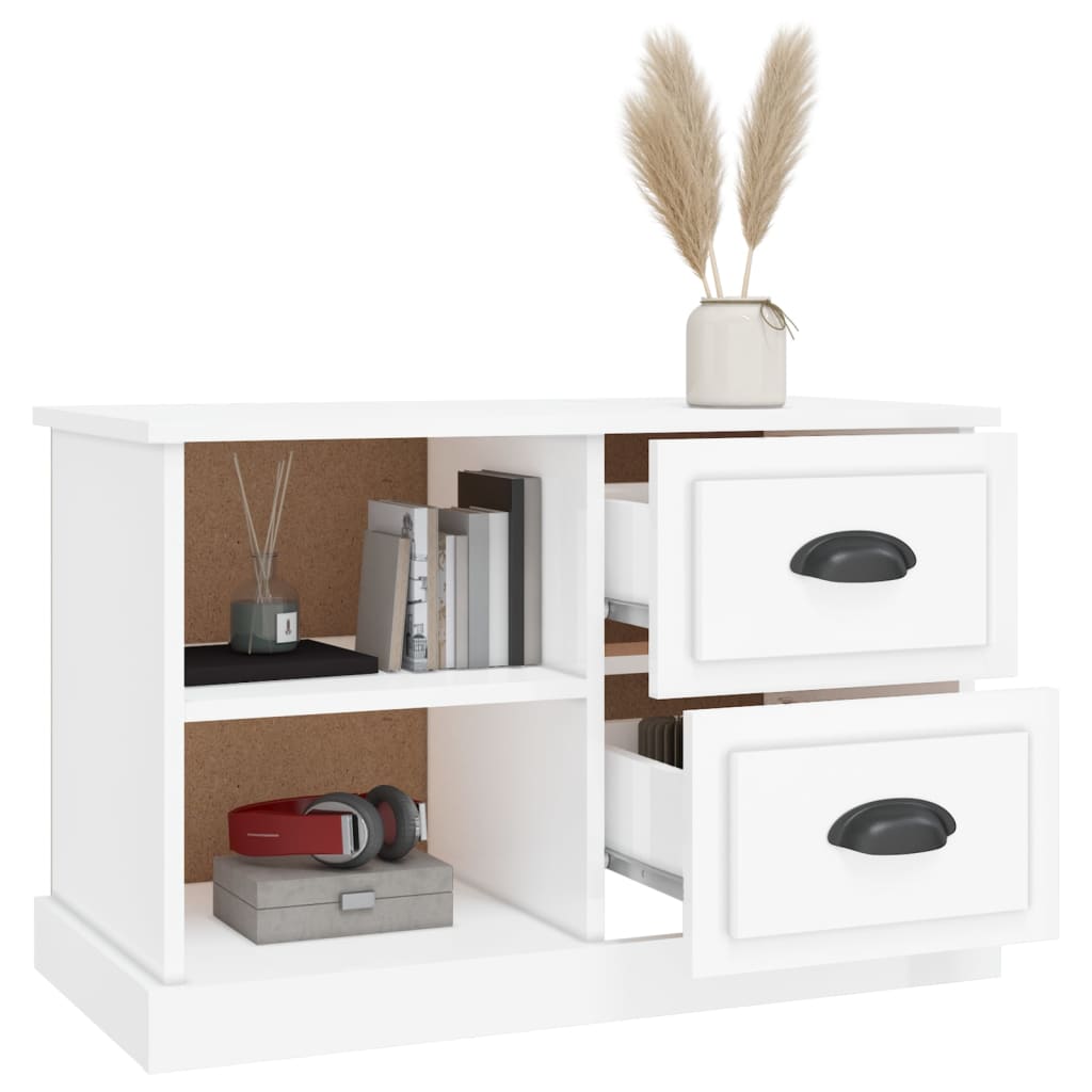 Mobile Porta TV Bianco Lucido 73x35,5x47,5 cm Legno Multistrato - homemem39