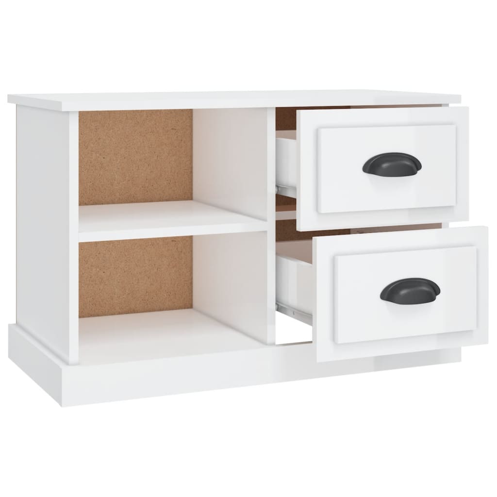 Mobile Porta TV Bianco Lucido 73x35,5x47,5 cm Legno Multistrato - homemem39