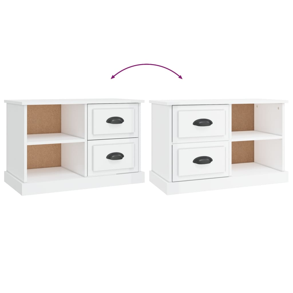 Mobile Porta TV Bianco Lucido 73x35,5x47,5 cm Legno Multistrato - homemem39