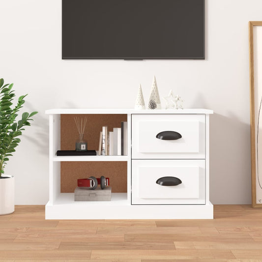 Mobile Porta TV Bianco Lucido 73x35,5x47,5 cm Legno Multistrato - homemem39