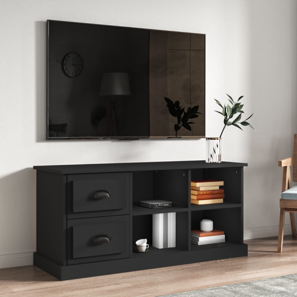 Mobile Porta TV Nero 102x35,5x47,5 cm in Legno Multistrato - homemem39