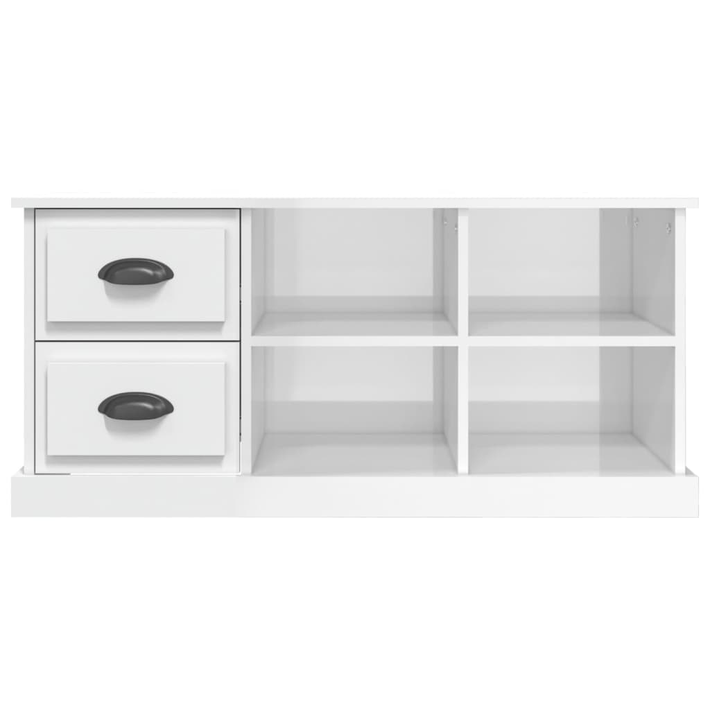 Mobile Porta TV Bianco Lucido 102x35,5x47,5cm Legno Multistrato - homemem39