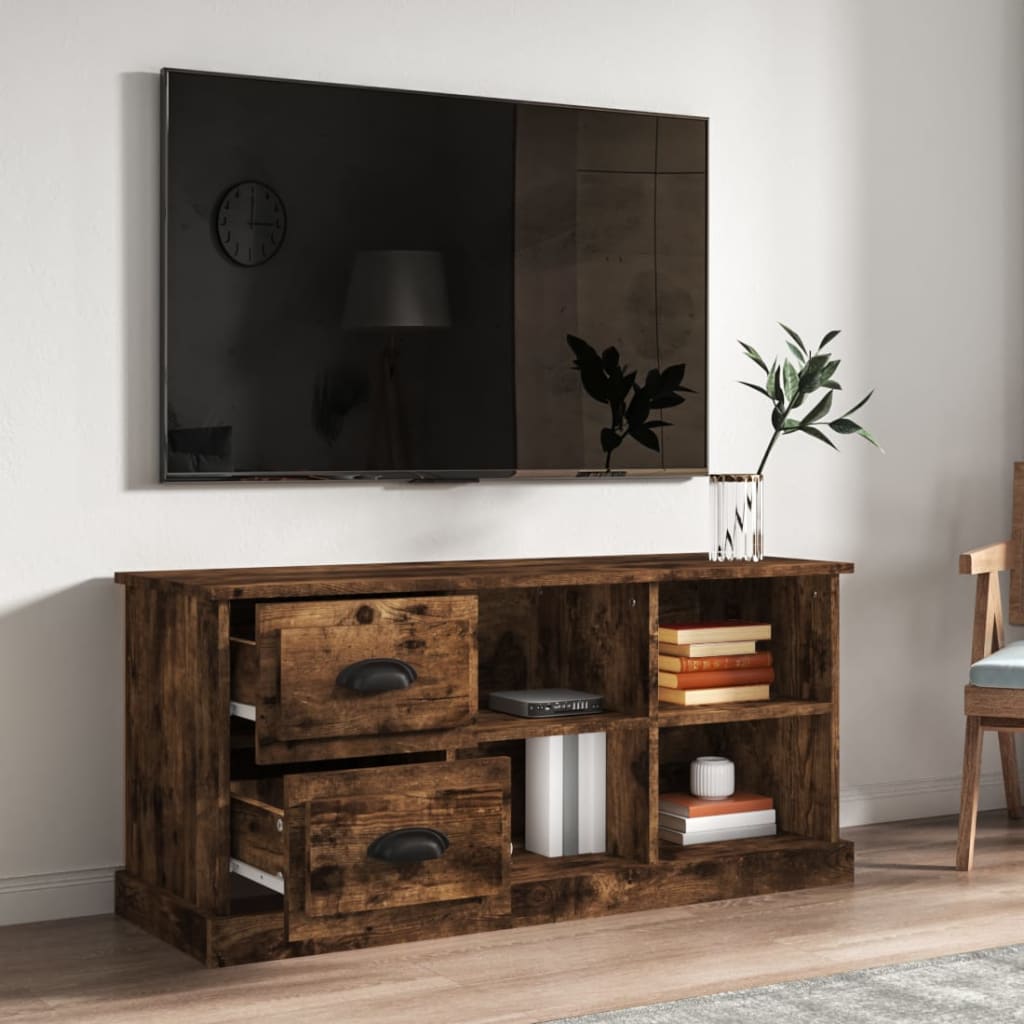 Mobile Porta TV Rovere Fumo 102x35,5x47,5 cm Legno Multistrato - homemem39