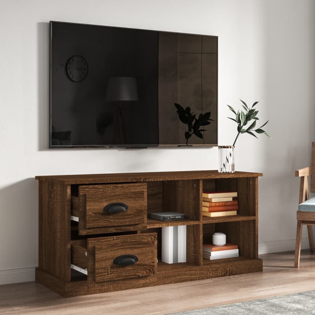 Mobile TV Rovere Marrone 102x35,5x47,5 cm in Legno Multistrato - homemem39