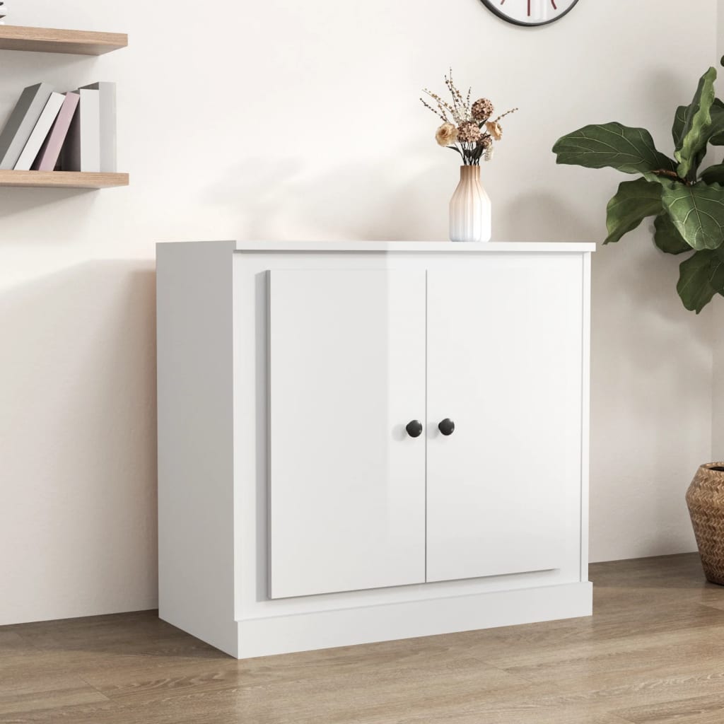 Credenza Bianco Lucido 70x35,5x67,5 cm in Legno Multistrato - homemem39