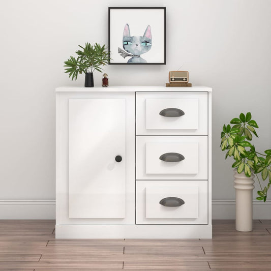 Credenza Bianco Lucido 70x35,5x67,5 cm in Legno Multistrato - homemem39