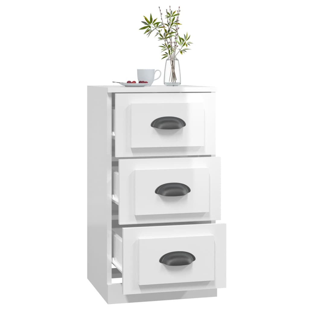 Credenza Bianco Lucido 36x35,5x67,5 cm in Legno Multistrato - homemem39