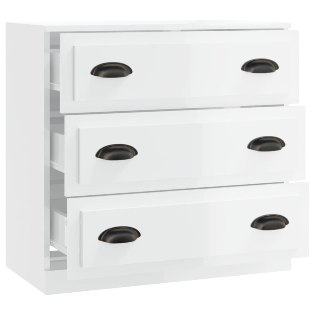 Credenza Bianco Lucido 70x35,5x67,5 cm in Legno Multistrato - homemem39