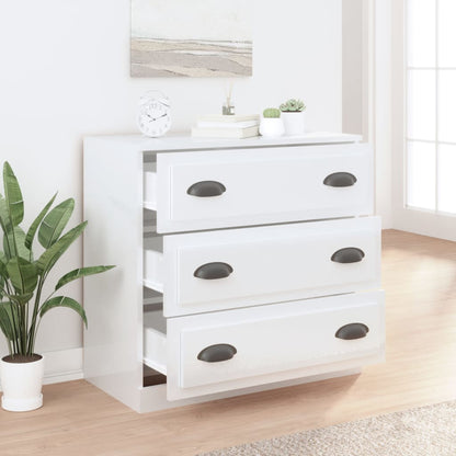 Credenza Bianco Lucido 70x35,5x67,5 cm in Legno Multistrato - homemem39