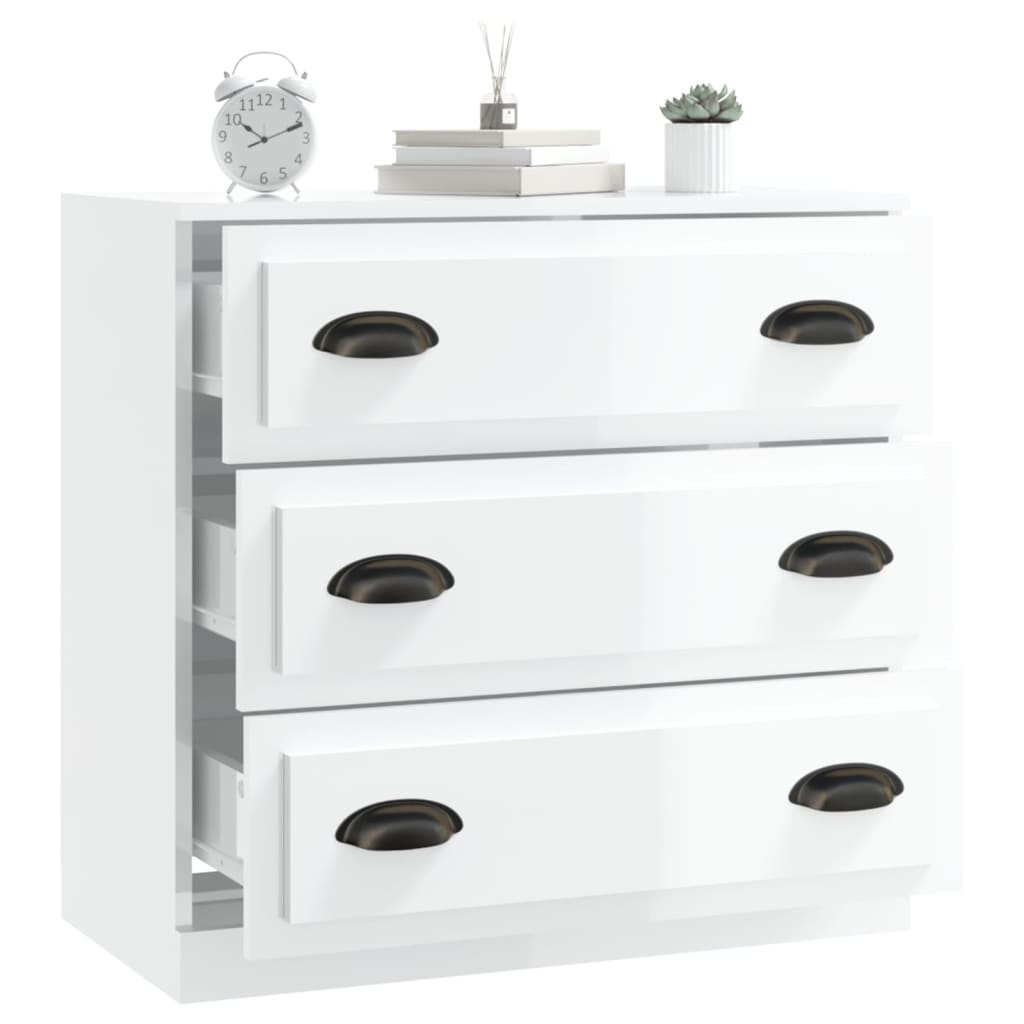 Credenza Bianco Lucido 70x35,5x67,5 cm in Legno Multistrato - homemem39