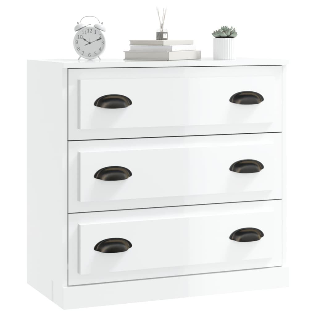 Credenza Bianco Lucido 70x35,5x67,5 cm in Legno Multistrato - homemem39