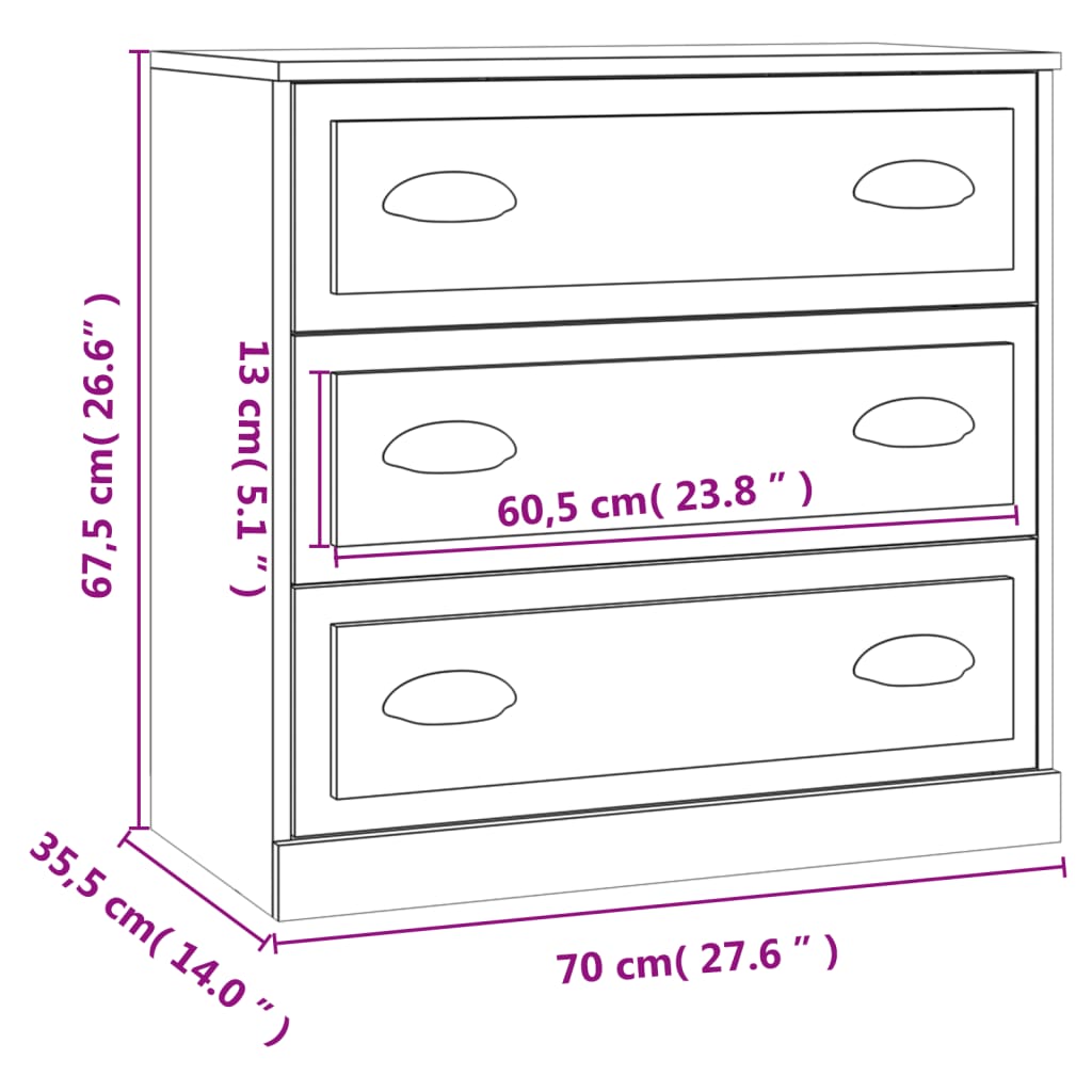 Credenza Bianco Lucido 70x35,5x67,5 cm in Legno Multistrato - homemem39