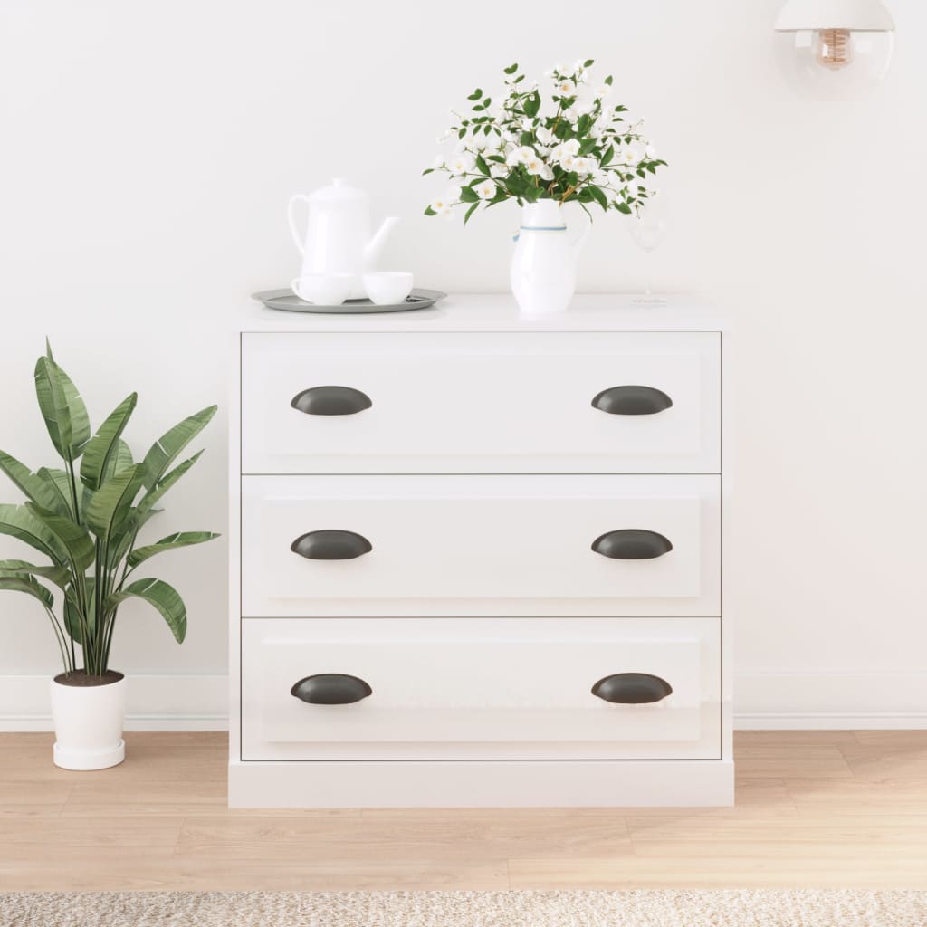 Credenza Bianco Lucido 70x35,5x67,5 cm in Legno Multistrato - homemem39