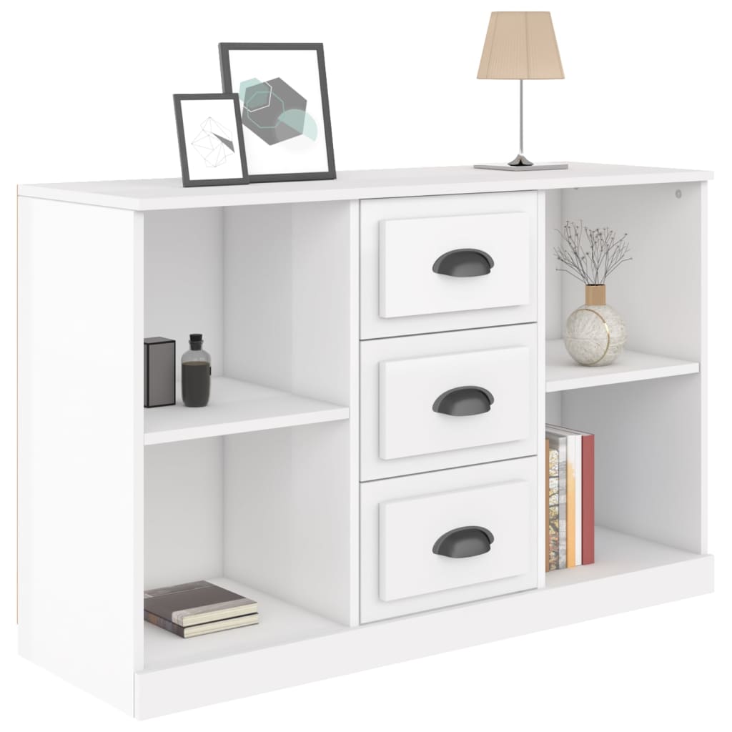 Credenza Bianco Lucido 104,5x35,5x67,5 cm in Legno Multistrato - homemem39