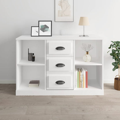 Credenza Bianco Lucido 104,5x35,5x67,5 cm in Legno Multistrato - homemem39