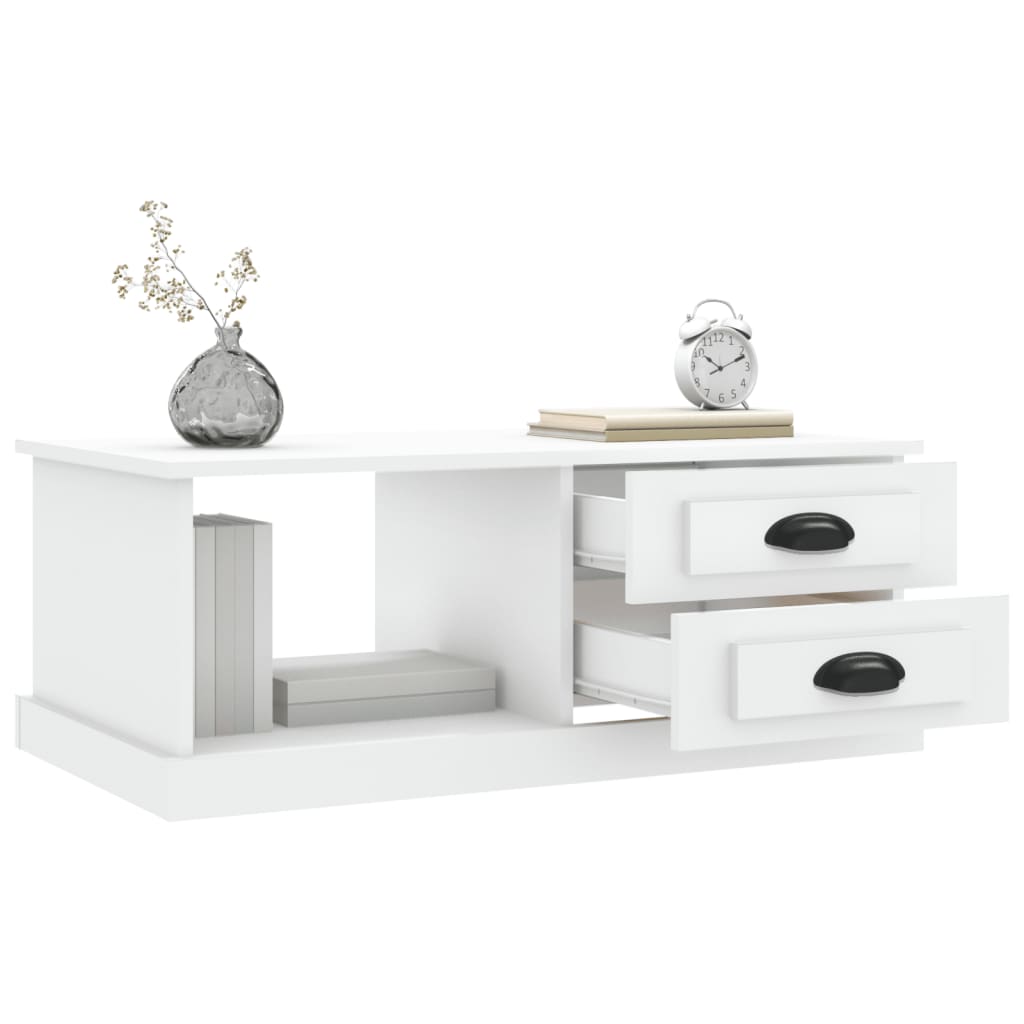 Tavolino da Salotto Bianco 90x50x35 cm in Legno Multistrato - homemem39