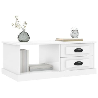 Tavolino Salotto Bianco Lucido 90x50x35 cm Legno Multistrato - homemem39