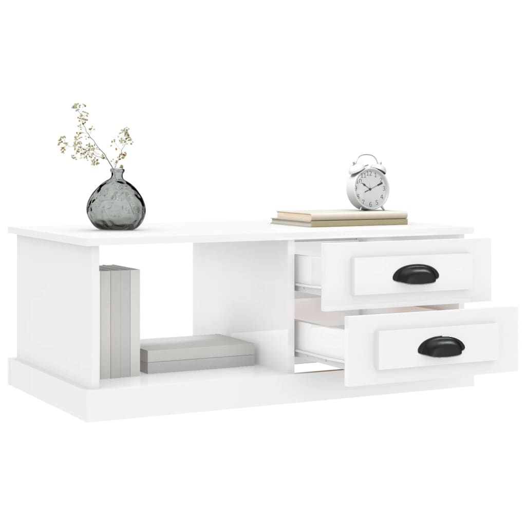 Tavolino Salotto Bianco Lucido 90x50x35 cm Legno Multistrato - homemem39