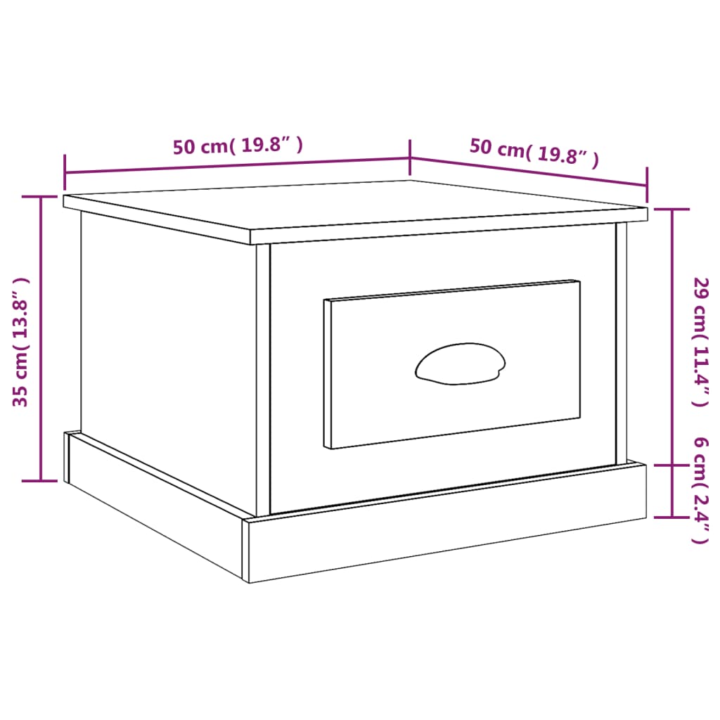 Tavolino da Salotto Bianco Lucido 50x50x35 cm Legno Multistrato - homemem39