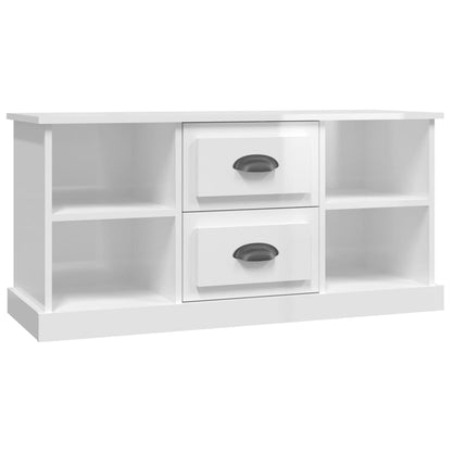 Mobile Porta TV Bianco Lucido 99,5x35,5x48 cm Legno Multistrato - homemem39