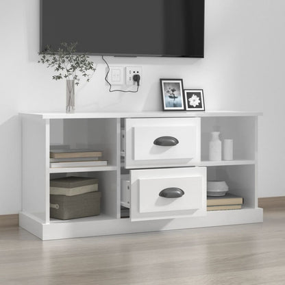 Mobile Porta TV Bianco Lucido 99,5x35,5x48 cm Legno Multistrato - homemem39