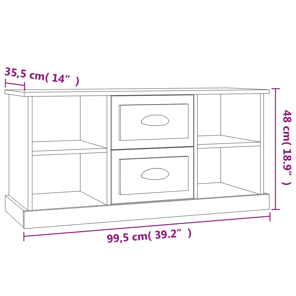 Mobile Porta TV Bianco Lucido 99,5x35,5x48 cm Legno Multistrato - homemem39