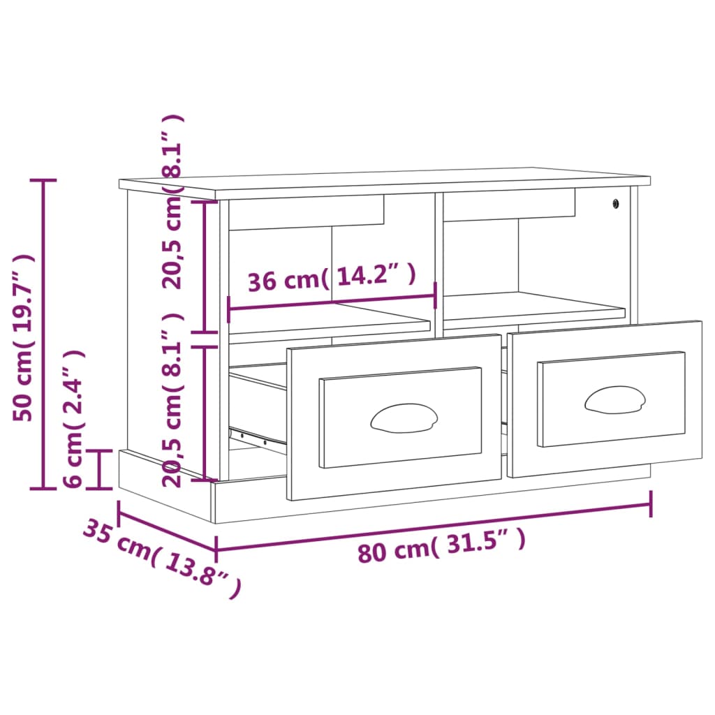 Mobile Porta TV Bianco 80x35x50 cm in Legno Multistrato - homemem39