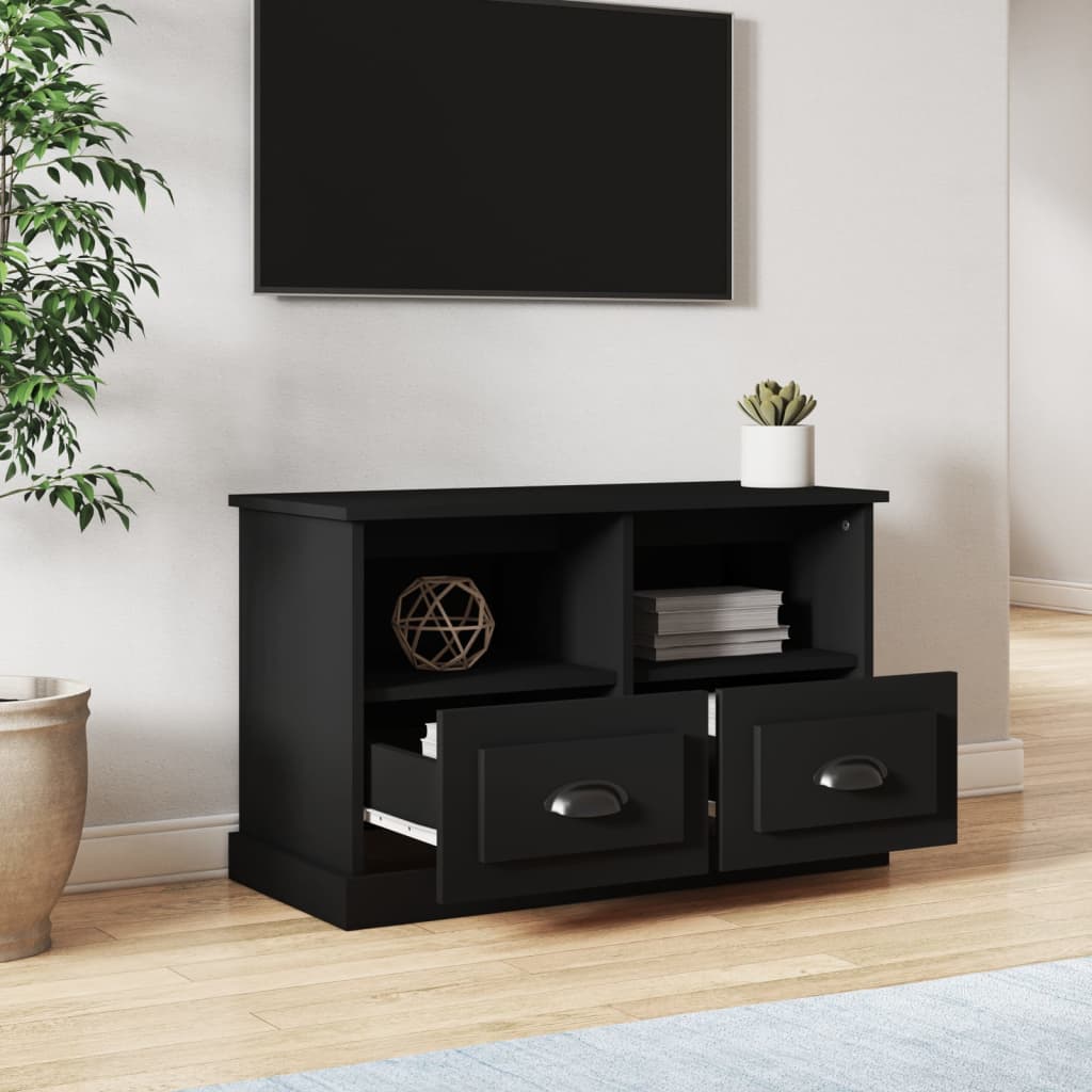 Mobile Porta TV Nero 80x35x50 cm in Legno Multistrato - homemem39