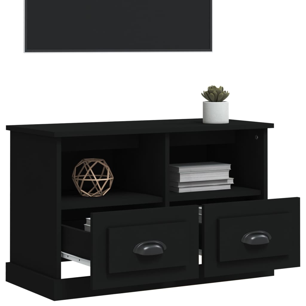 Mobile Porta TV Nero 80x35x50 cm in Legno Multistrato - homemem39