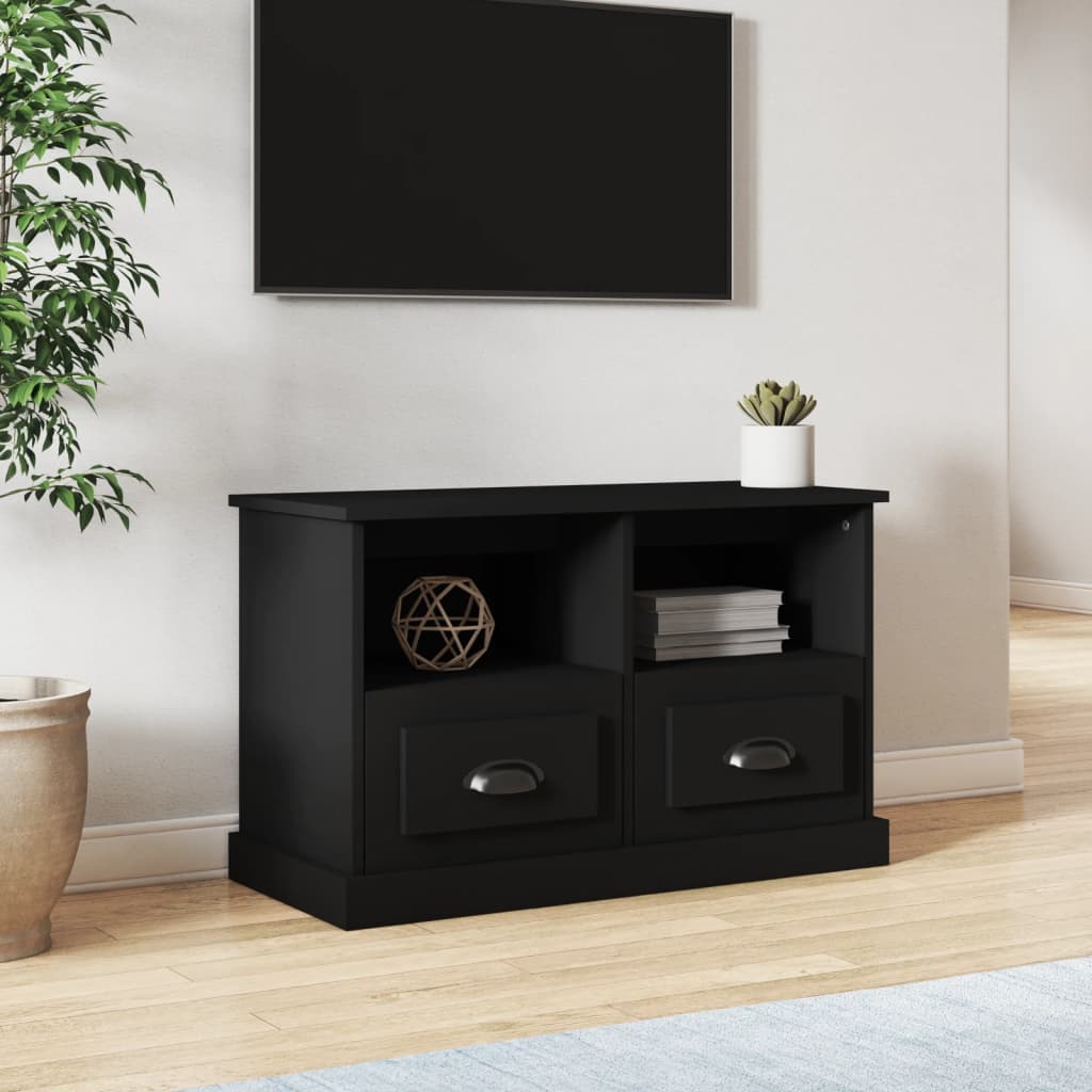 Mobile Porta TV Nero 80x35x50 cm in Legno Multistrato - homemem39