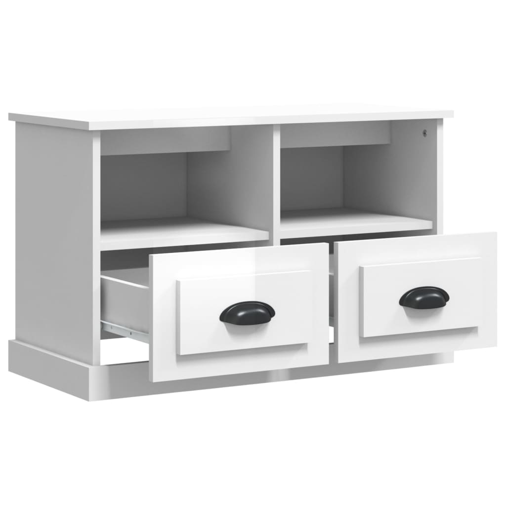 Mobile Porta TV Bianco Lucido 80x35x50 cm in Legno Multistrato - homemem39