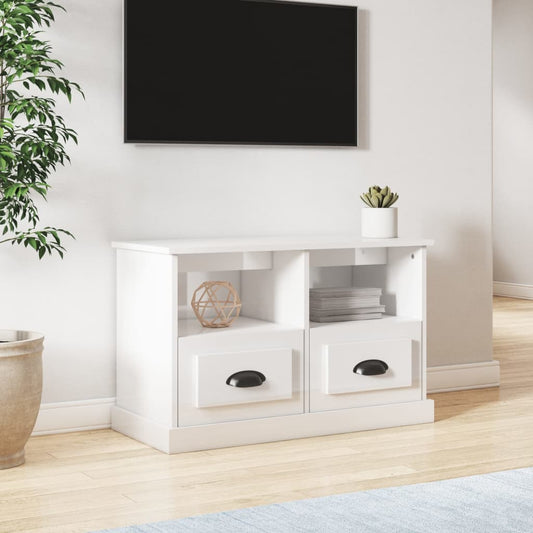 Mobile Porta TV Bianco Lucido 80x35x50 cm in Legno Multistrato - homemem39