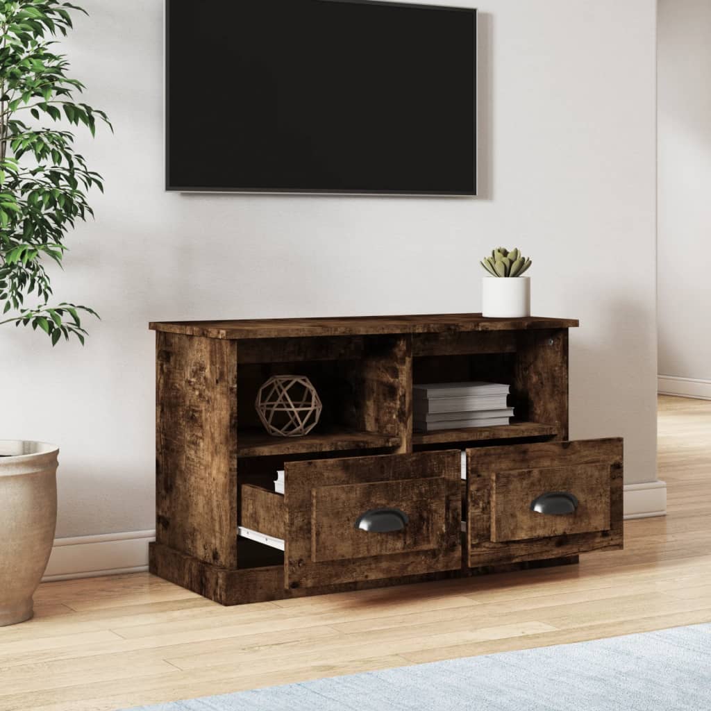 Mobile Porta TV Rovere Fumo 80x35x50 cm in Legno Multistrato - homemem39