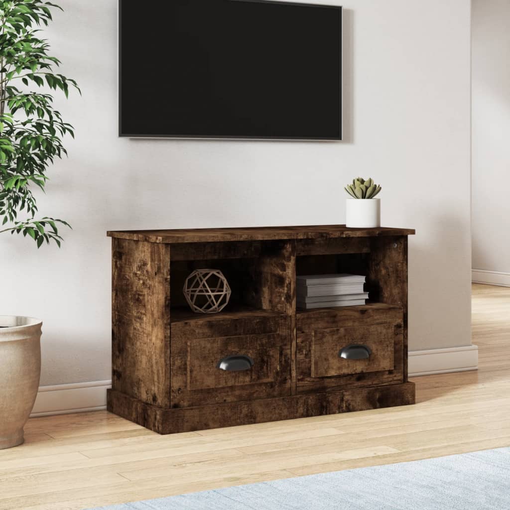 Mobile Porta TV Rovere Fumo 80x35x50 cm in Legno Multistrato - homemem39