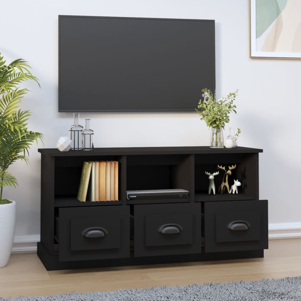 Mobile Porta TV Nero 100x35x50 cm in Legno Multistrato - homemem39