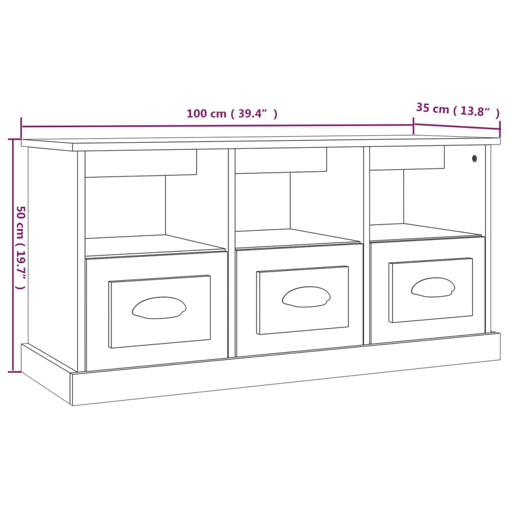 Mobile Porta TV Nero 100x35x50 cm in Legno Multistrato - homemem39